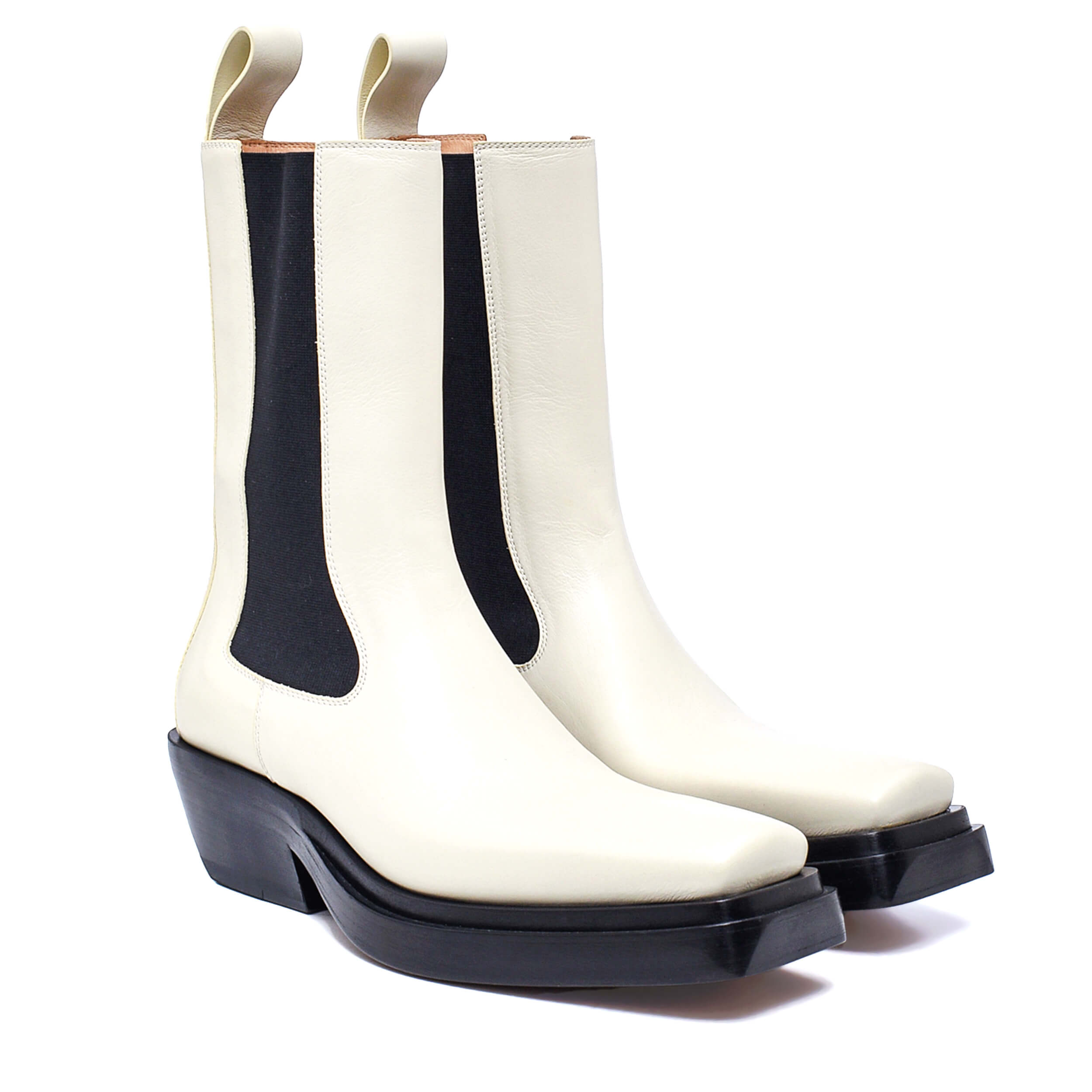 Bottega Veneta - White Calfskin Lean Mid Boots / 38